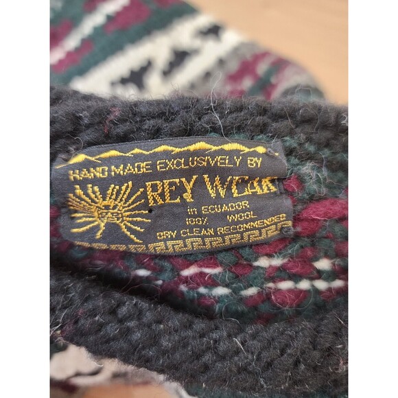 VINTAGE Rey Wear Sweater Mens XL Wool Handmade Nordic Geometric Ski - Picture 10 of 12